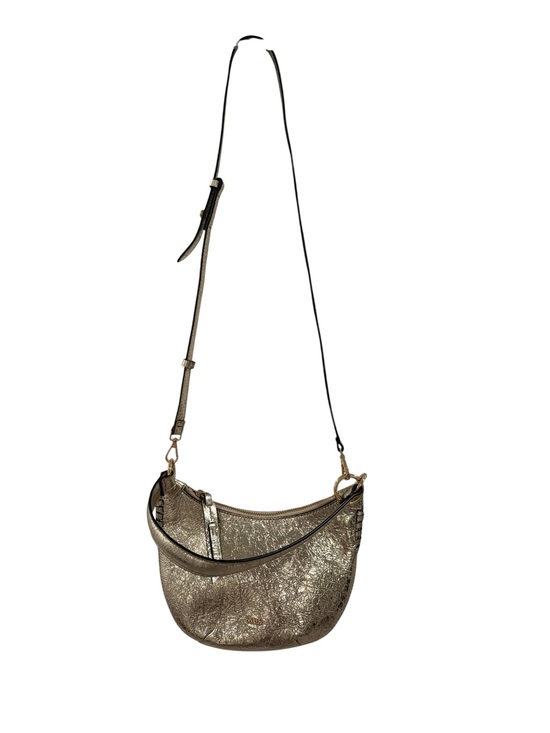 ba&sh Handbags - ba&sh Metallic Gold Crinkled Leather Shoulder Bag